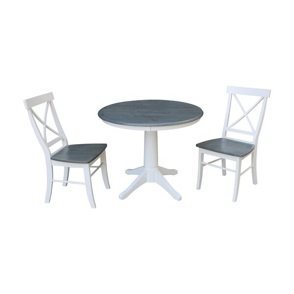 International Concepts Round 36 in Rd Top Pedestal Table, 2 X-Back Chairs, White/Heather Gray, 36 in W, 36 in L, 29.1 in H K05-36RT-27B-C613-2 - main